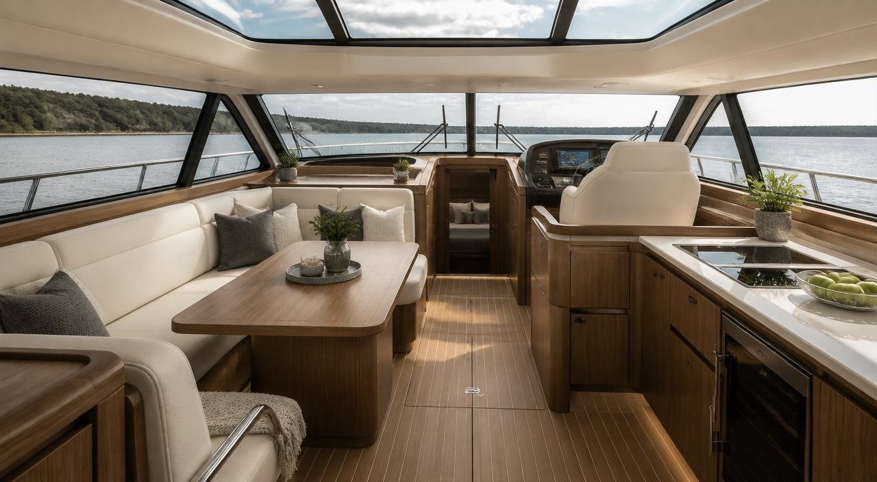 Schoon en fris interieur van een boot na dieptereiniging