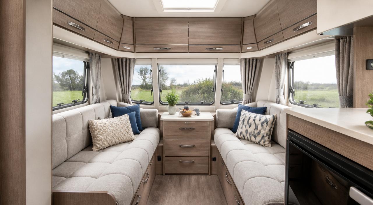 Schoon en fris caravaninterieur na all-inclusive reiniging op locatie